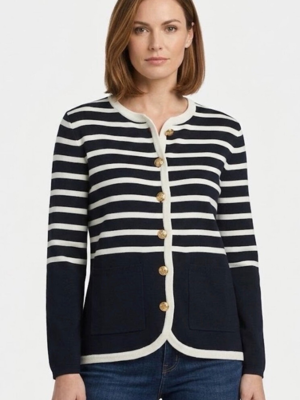 Rag & Bone Navy /Cream Dee Striped Cardigan Size Medium